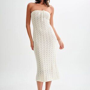 Meshki Crotchet Dress-- Ivory
